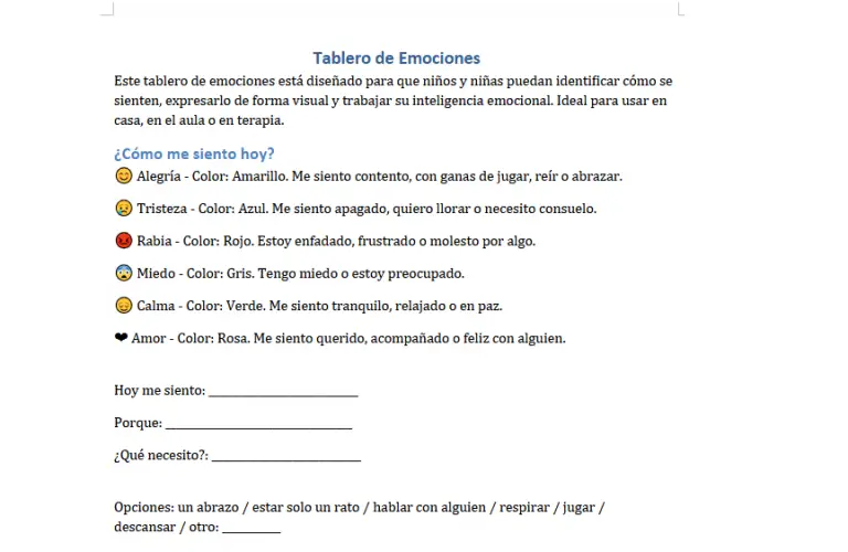 Tablero Emociones